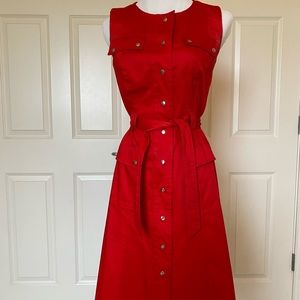 Calvin Klein Red Button Down Shirt Dress